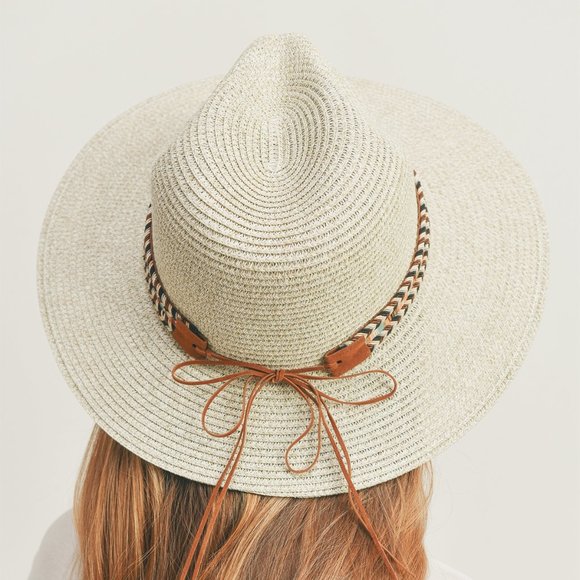 Multi color Braided Band Panama Hat - Picture 3 of 7